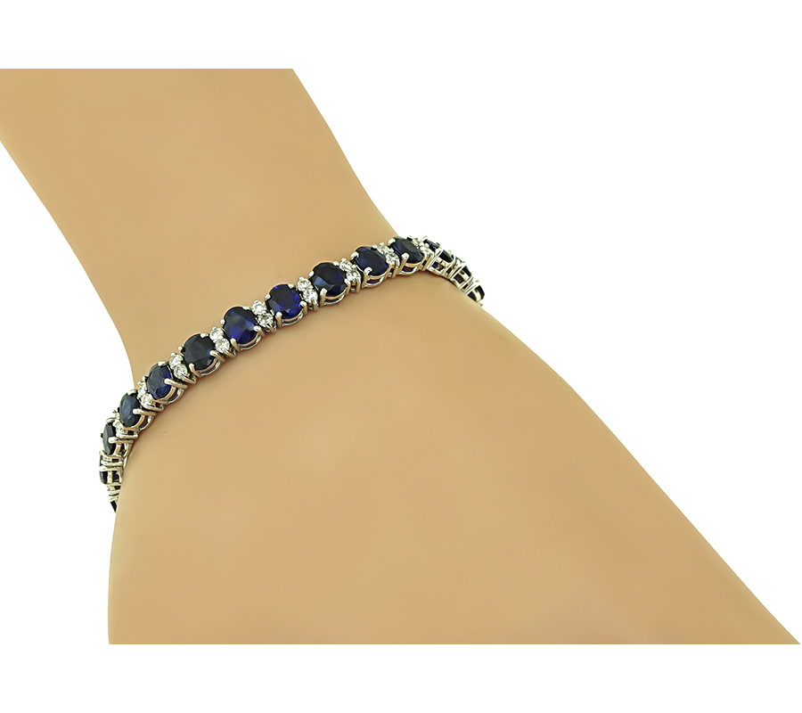 Estate 25.00ct Sapphire 1.65ct Diamond Bracelet