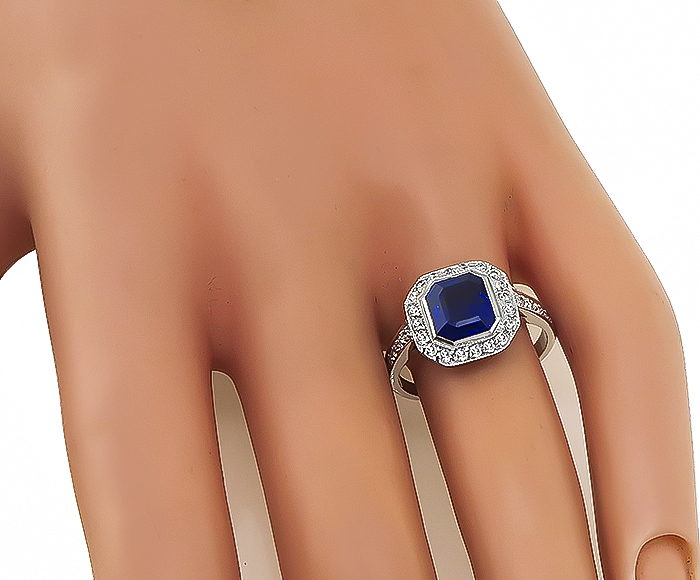Estate 2.01ct Sapphire 0.60ct Diamond Engagement Ring