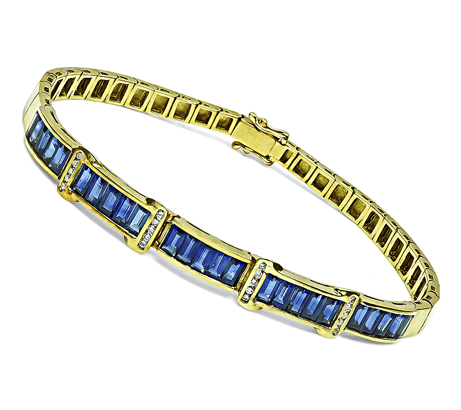 Estate 3.00ct Sapphire Diamond Gold Bracelet