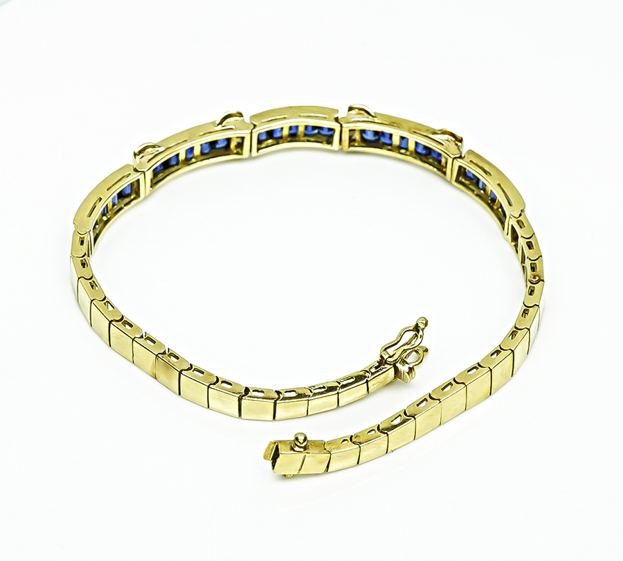 Estate 3.00ct Sapphire Diamond Gold Bracelet