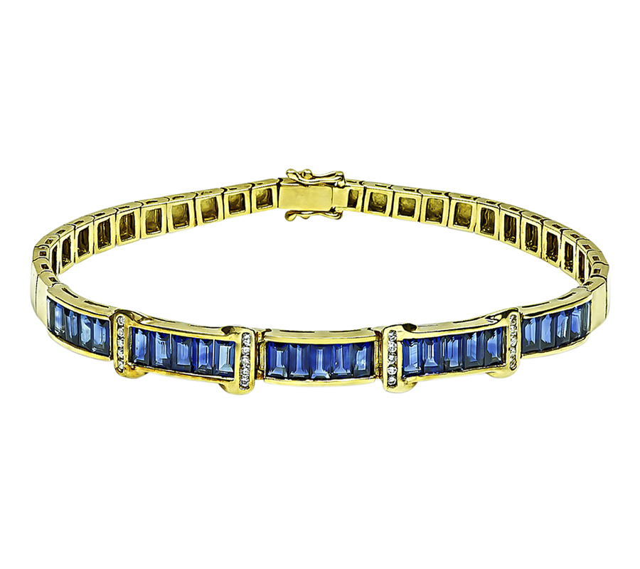 Estate 3.00ct Sapphire Diamond Gold Bracelet