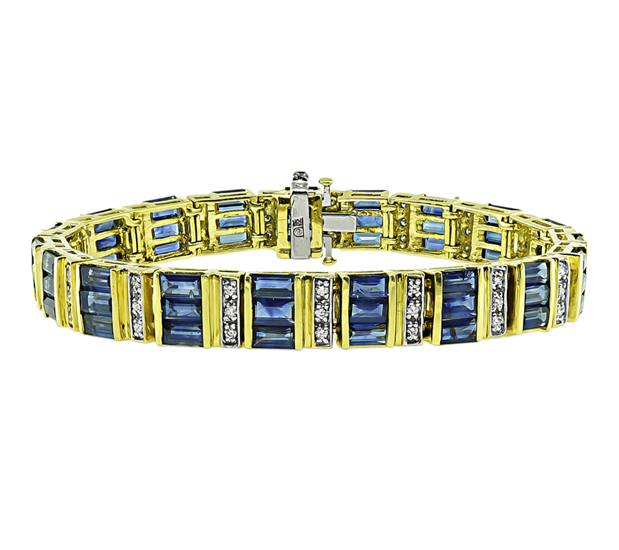 Estate 2.25ct Sapphire 1.70ct Diamond Gold Bracelet