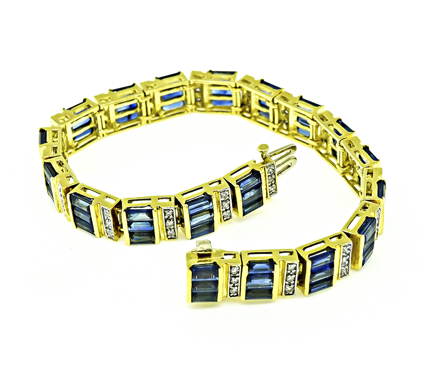 Estate 2.25ct Sapphire 1.70ct Diamond Gold Bracelet