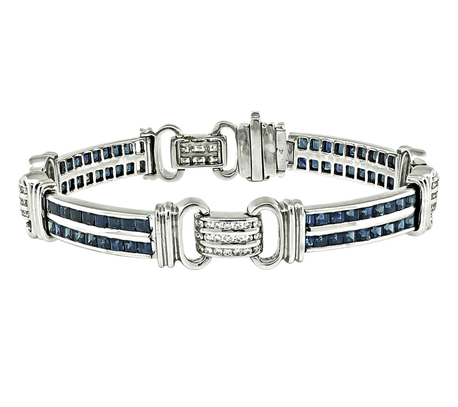 Estate 3.50ct Sapphire 1.50ct Diamond Gold Bracelet