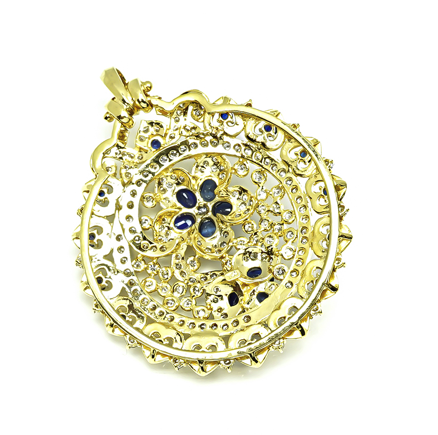 Estate 3.00ct Diamond 3.50ct Sapphire Gold Pendant