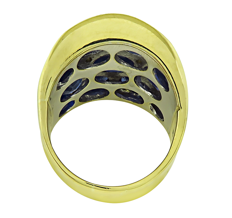 Estate 10.00ct Sapphire Diamond Gold Ring