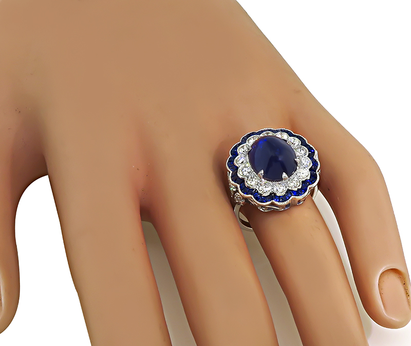 Estate 5.71ct Sapphire 1.20ct Diamond Ring