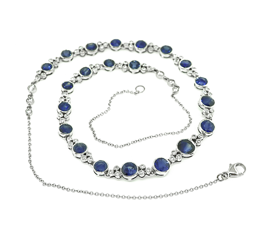 Estate 11.52ct Sapphire 1.14ct Diamond Necklace