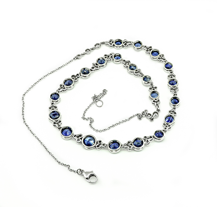 Estate 11.52ct Sapphire 1.14ct Diamond Necklace