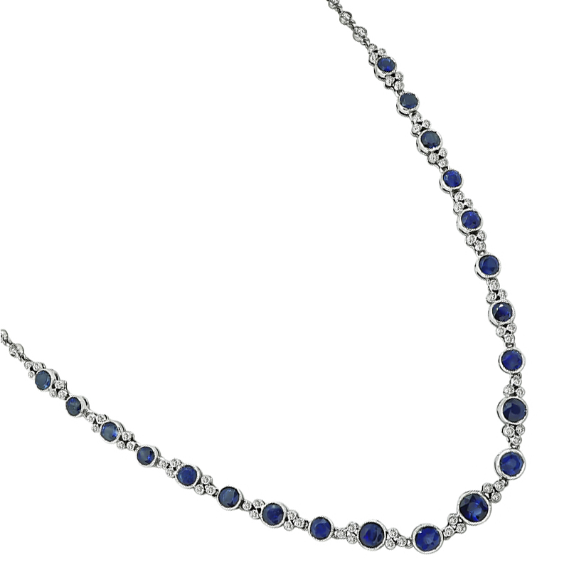 Estate 11.52ct Sapphire 1.14ct Diamond Necklace