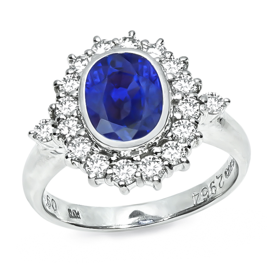 Estate 2.96ct Sapphire 0.60ct Diamond Ring