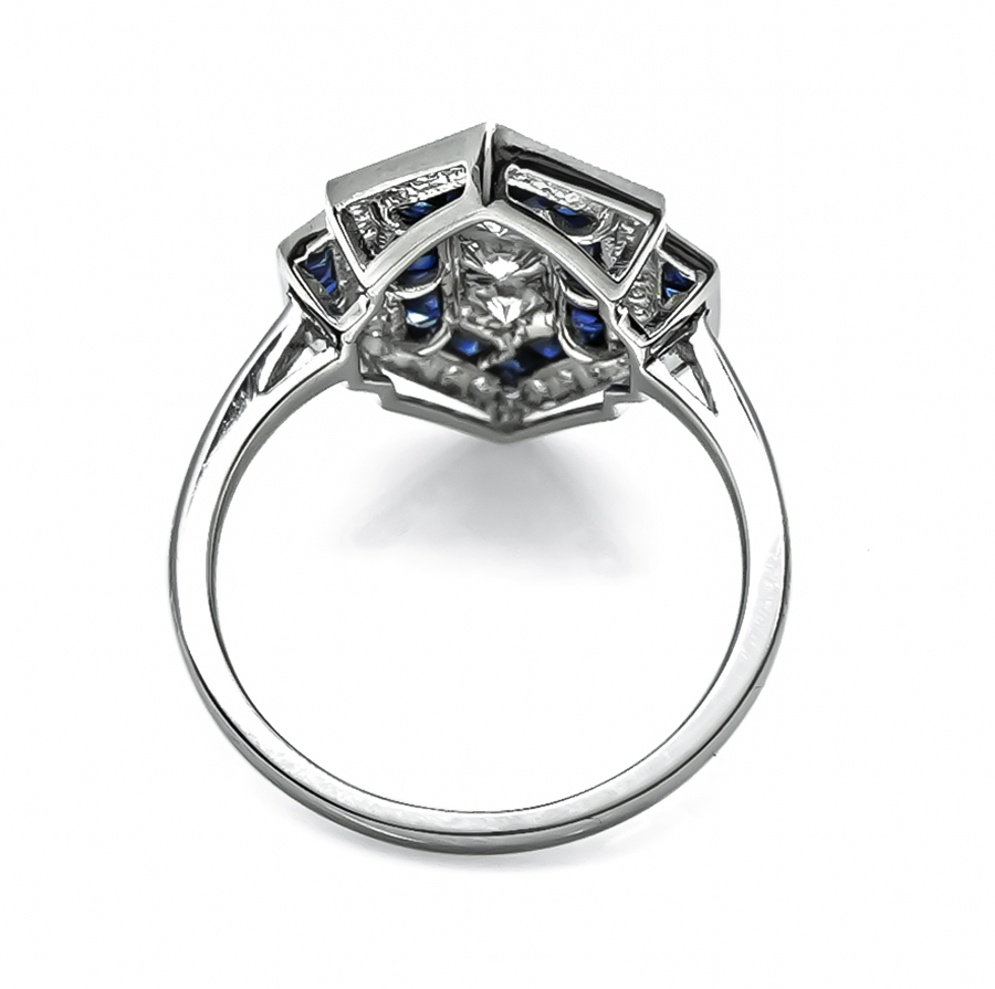 Estate 0.60ct Diamond 1.09ct Sapphire Ring