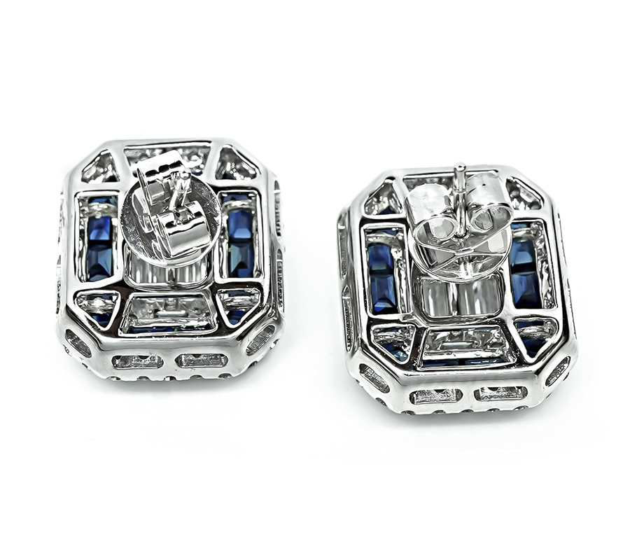 Estate 2.50ct Diamond 1.40ct Sapphire Studs Earrings