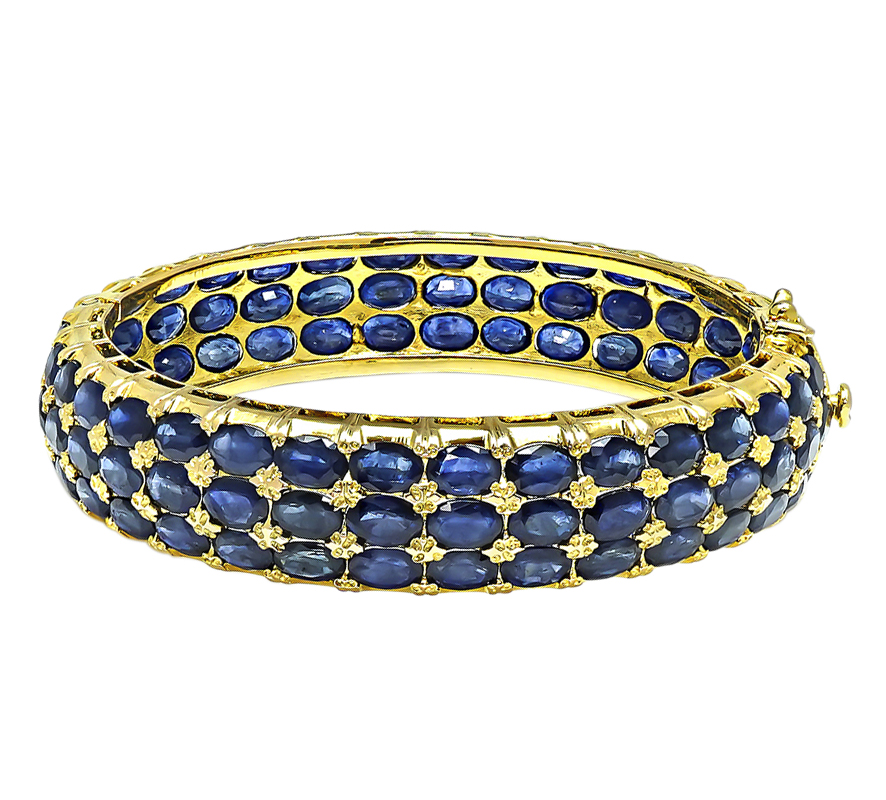 Estate 85.00ct Sapphire Gold Bangle