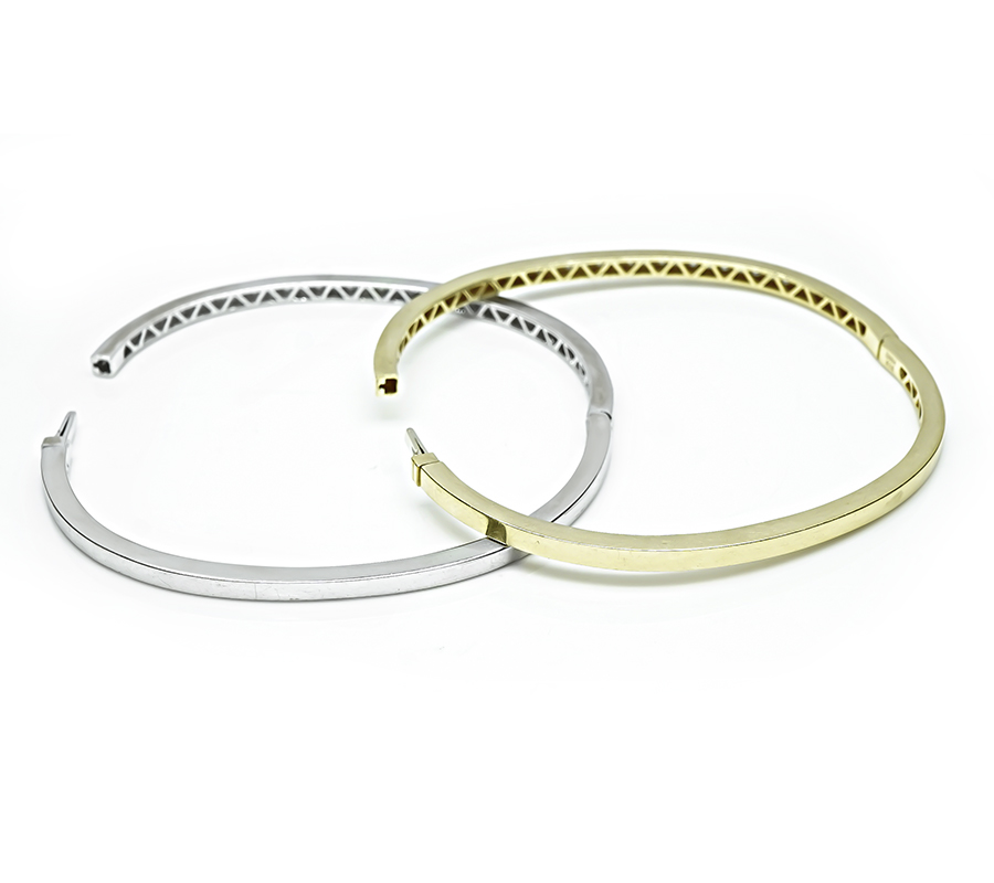 Estate Suite of Two 1.66ct Diamond Yellow and White Gold Bangle
