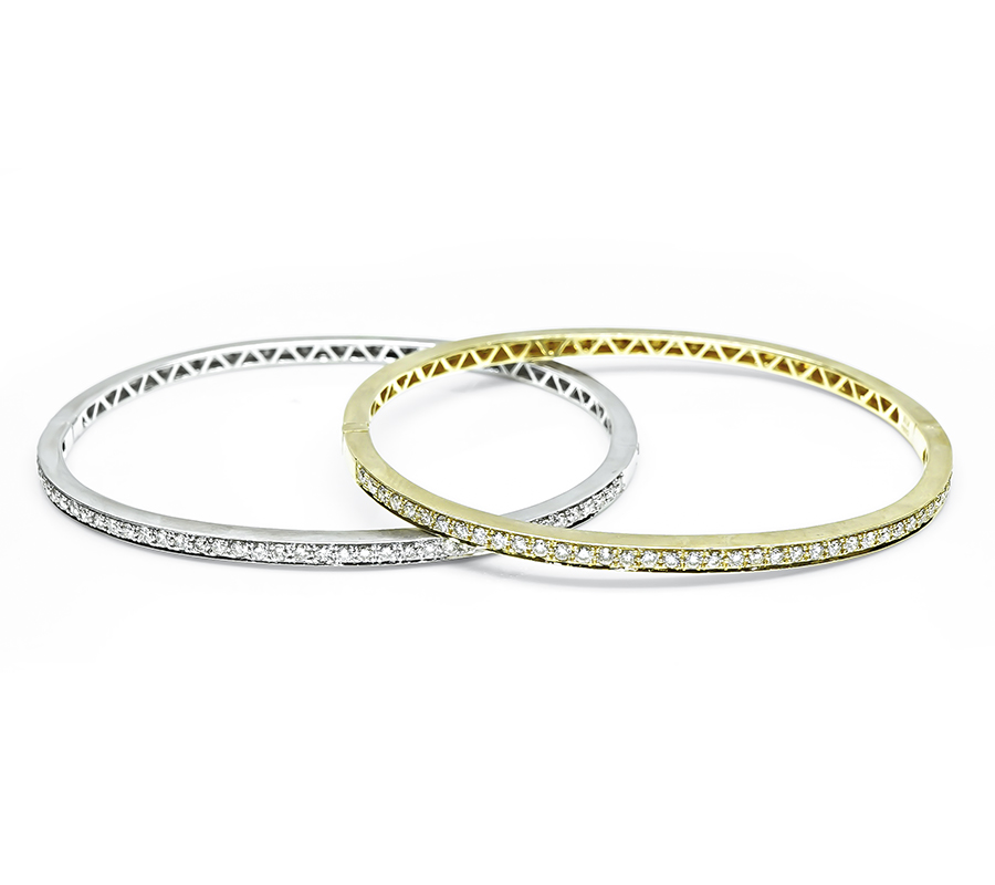 Estate Suite of Two 1.66ct Diamond Yellow and White Gold Bangle