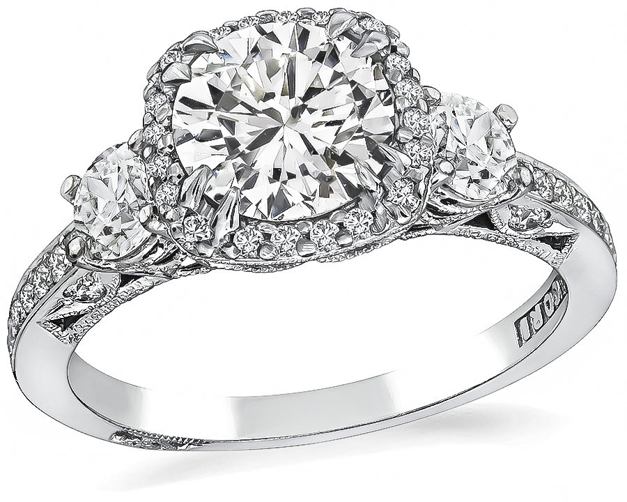 Estate Tacori GIA Certified 1.10ct Diamond Engagement Ring and Wedding Band Set