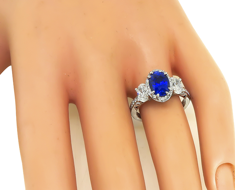 Estate Tacori 2.14ct Ceylon Sapphire Diamond Engagement Ring