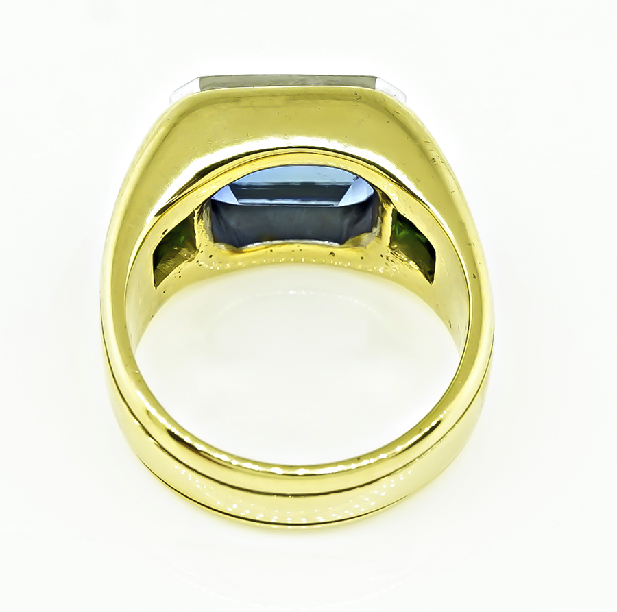 Estate 12.00ct Tanzanite Green Tourmaline Gold Ring