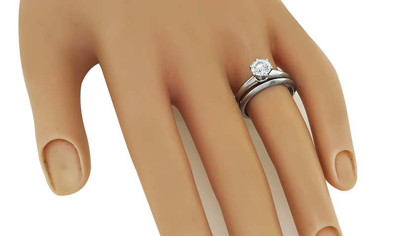 Tiffany 0.73ct Diamond Ring and Wedding Band Set