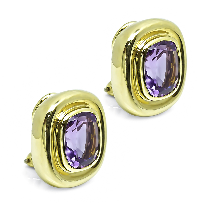 Estate Tiffany & Co 15.00ct Amethyst Gold Paloma Picasso Earrings