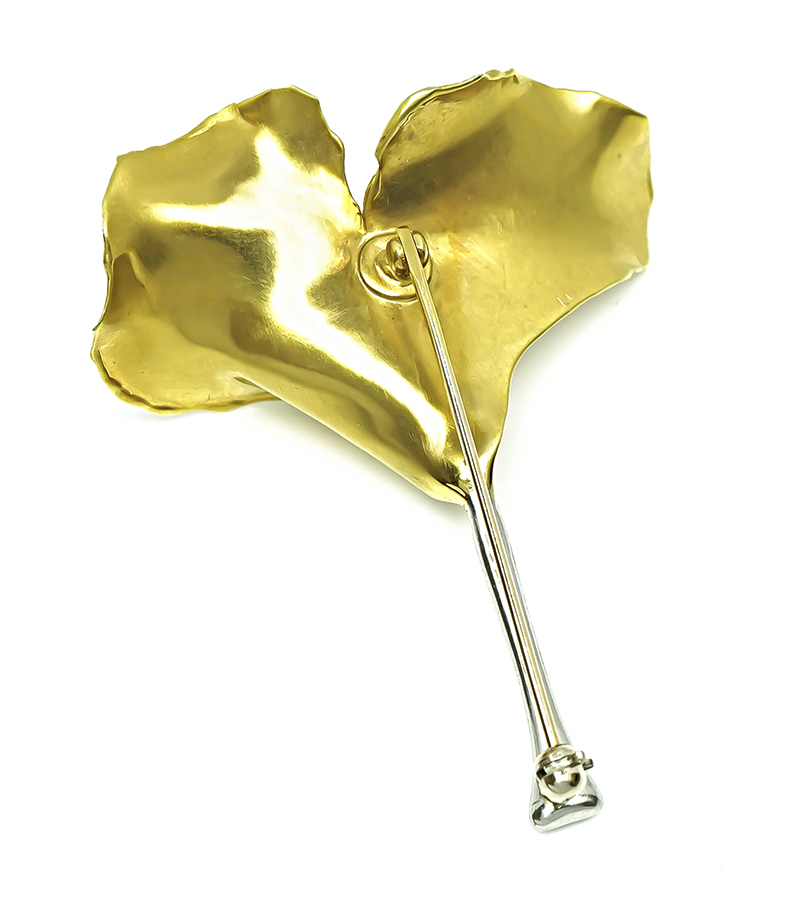 Estate Tiffany & Co Diamond Gold and Platinum Flower Pin