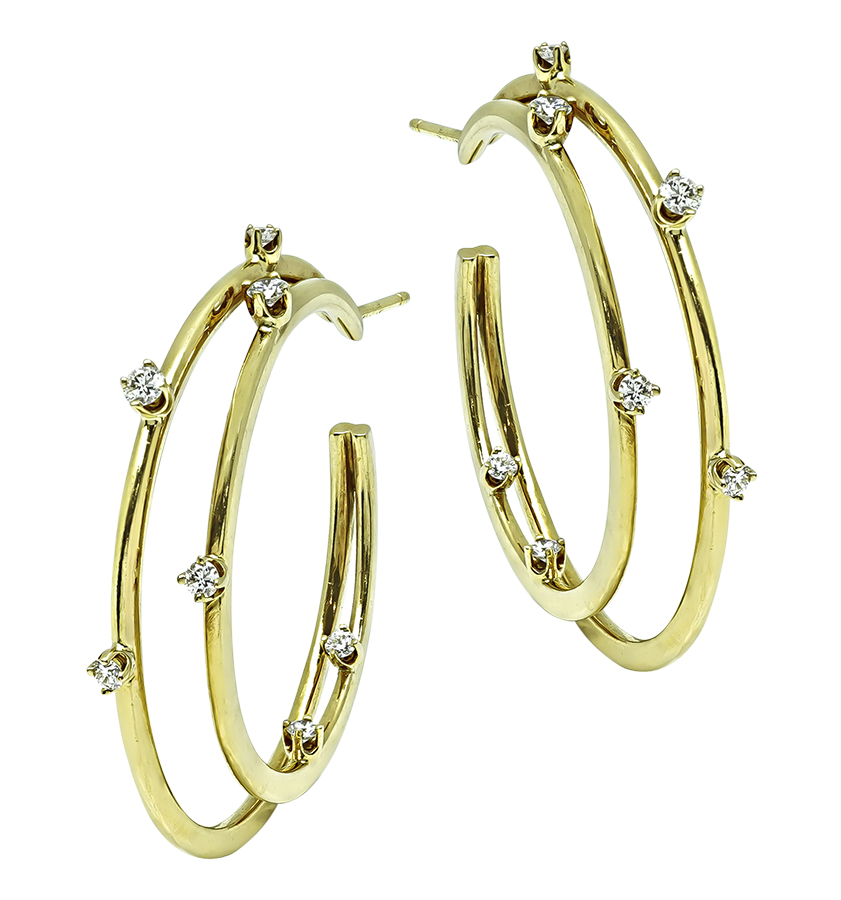 Estate Tiffany & Co 0.50ct Diamond Gold Earrings