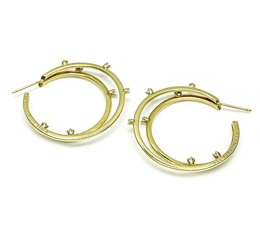 Estate Tiffany & Co 0.50ct Diamond Gold Earrings