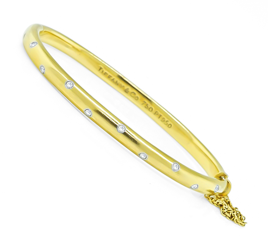 Estate Tiffany & Co Diamond Gold Platinum Etoile Bangle