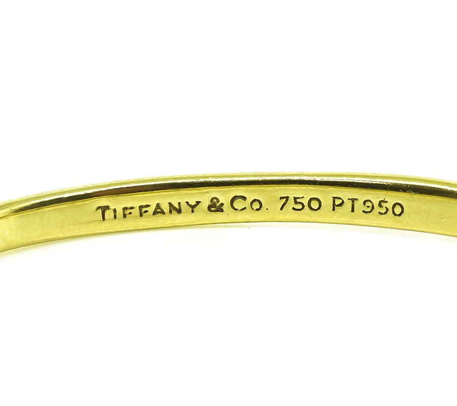 Estate Tiffany & Co Diamond Gold Platinum Etoile Bangle