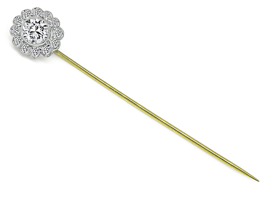 Diamond Platinum Gold Stick Pin