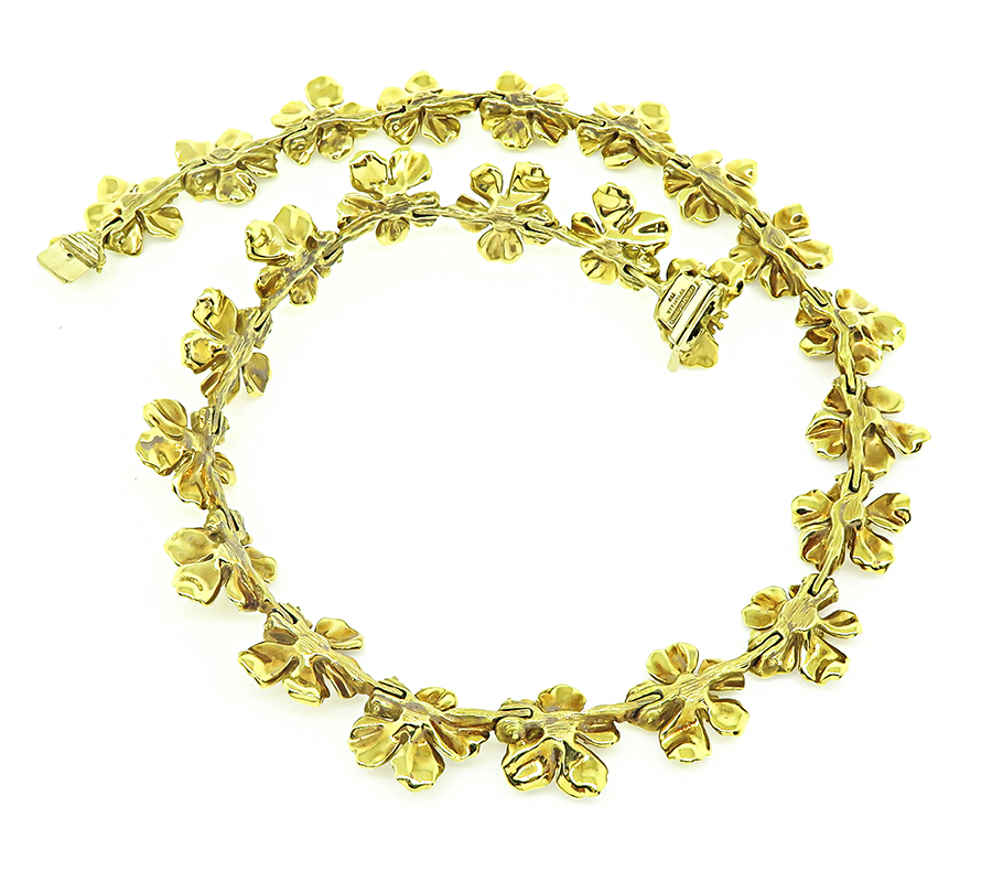 Estate Tiffany & Co Gold Dogwood Necklace