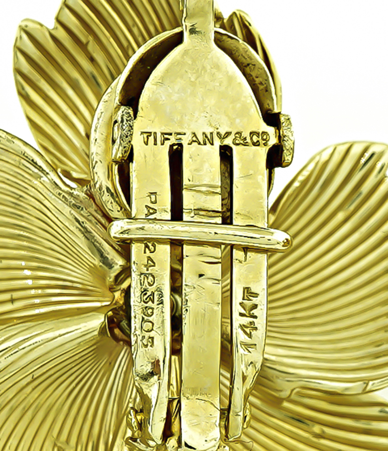 Estate Tiffany & Co Gold Flower Earrings