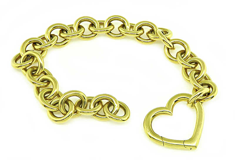 Estate Tiffany & Co Gold Heart Chain Bracelet