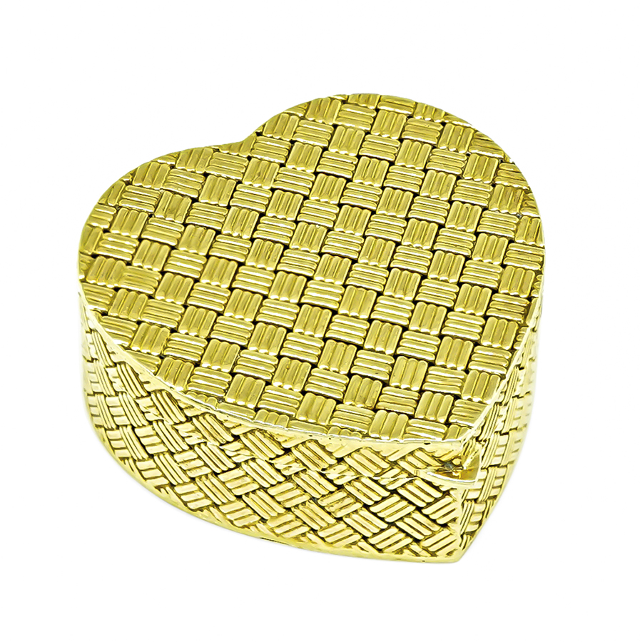 Vintage Tiffany & Co Gold Heart Pill Box