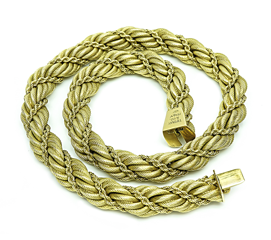 Estate Tiffany & Co Gold Rope Necklace