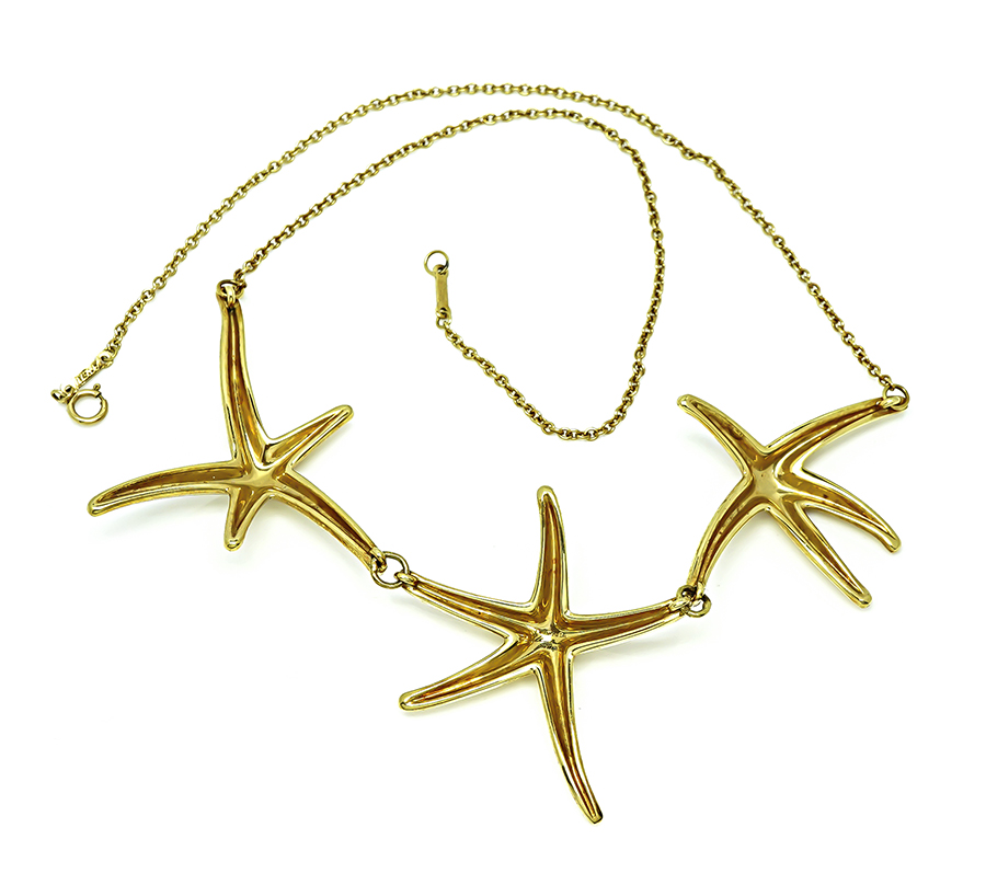 Estate Tiffany & Co Elsa Peretti Gold Starfish Necklace