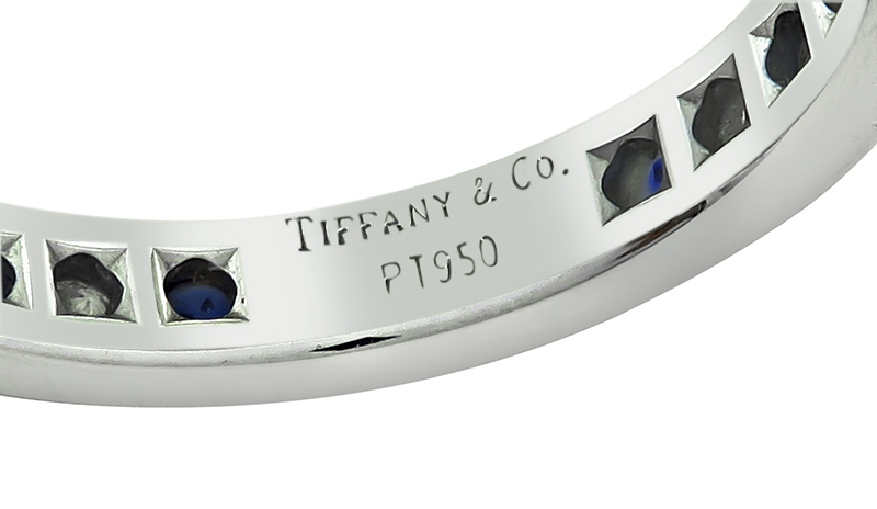 Estate Tiffany & Co 0.60ct Diamond 0.60ct Sapphire Eternity Wedding Band
