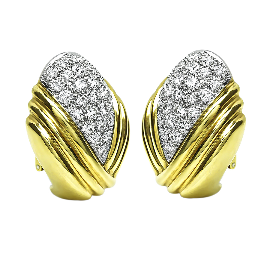 Estate Turi 3.00ct Diamond Gold Earrings