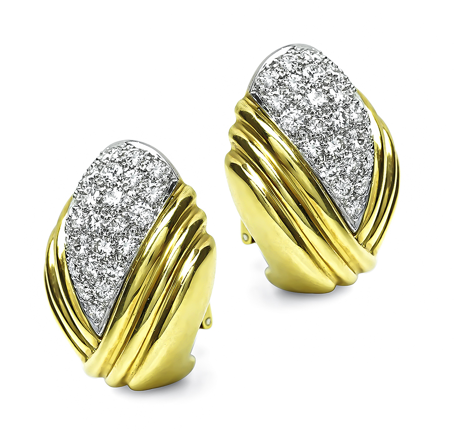 Estate Turi 3.00ct Diamond Gold Earrings