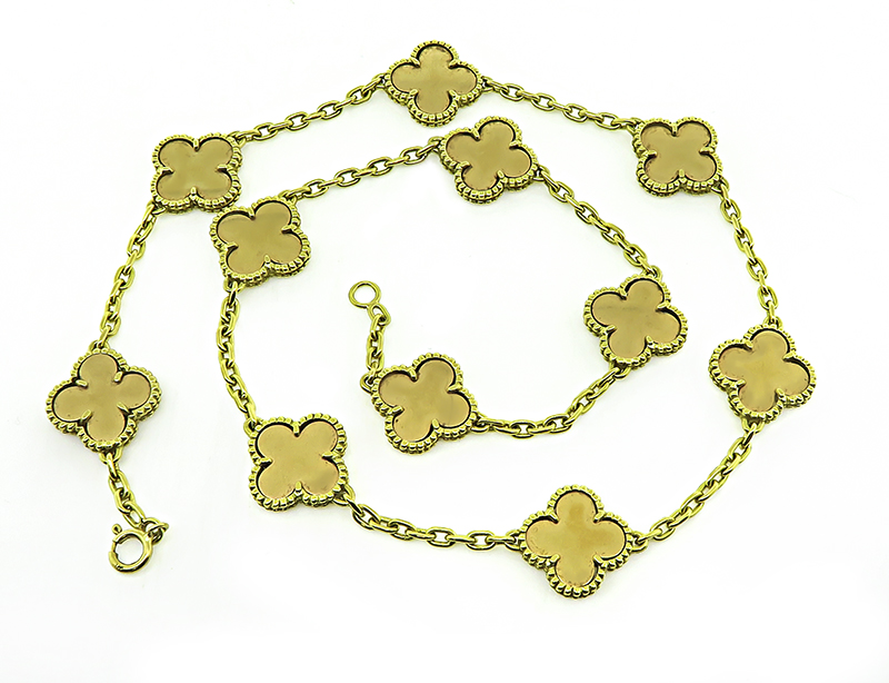 Estate Two Tone Gold Alhambra Style Necklace