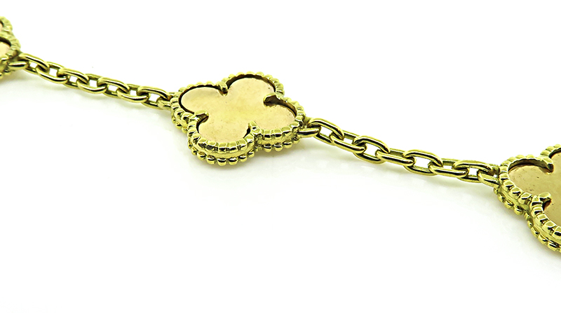 Estate Two Tone Gold Alhambra Style Necklace