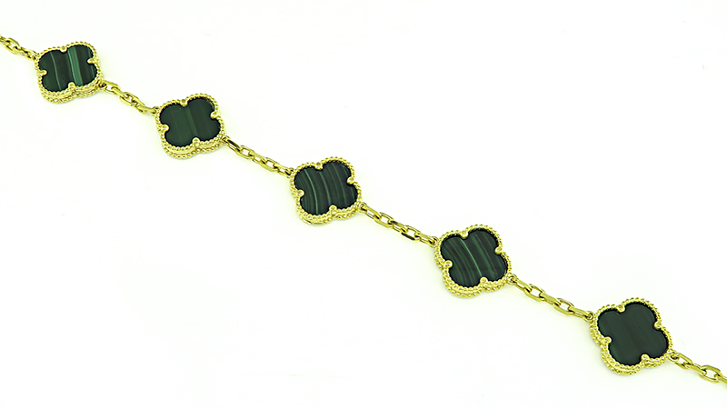 Estate Malachite Gold VCA Alhambra Style Bracelet