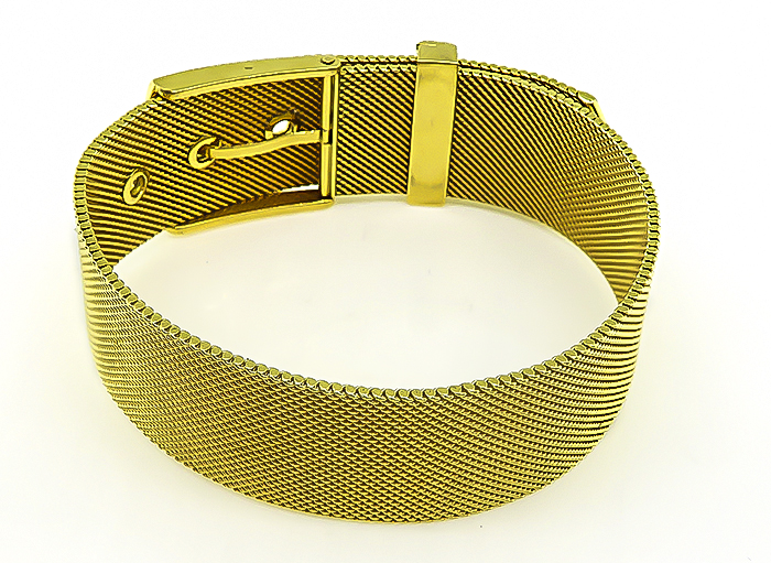 Estate Diamond Gold Belt Buckle Bracelet