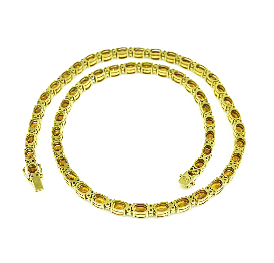 Estate 55.00ct Yellow Sapphire 2.00ct Diamond Gold Necklace