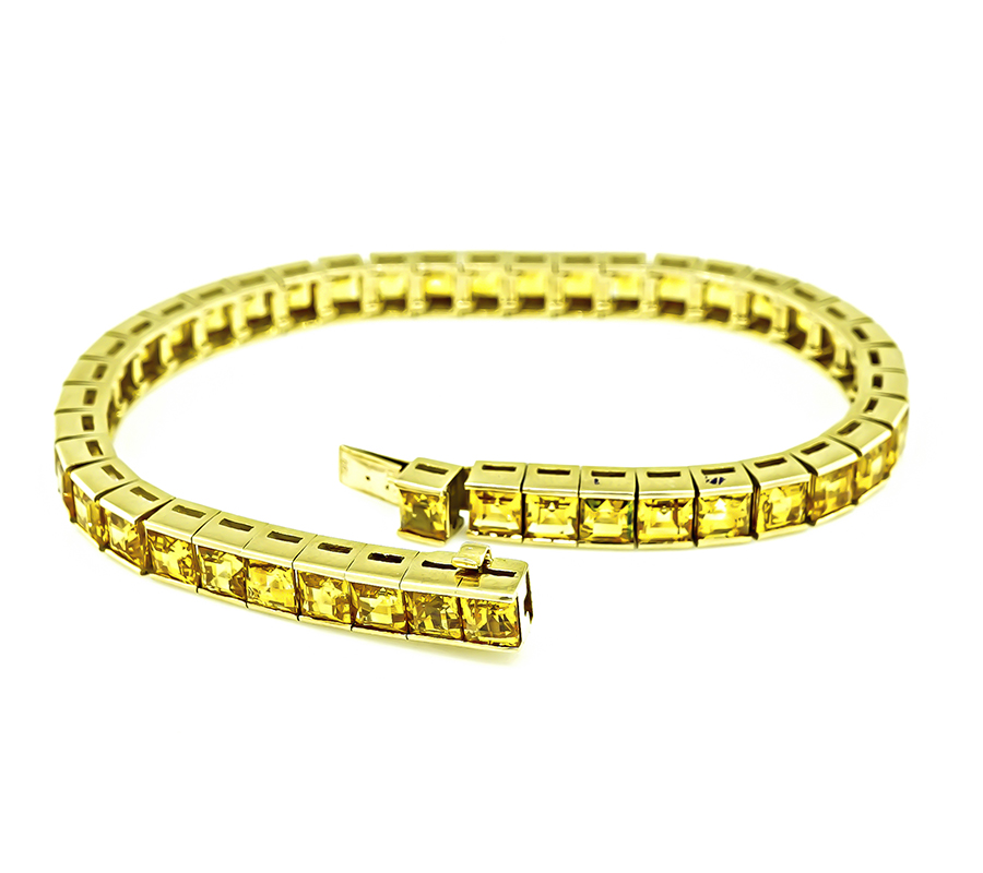 Estate 17.00ct Yellow Sapphire Gold Line Bracelet