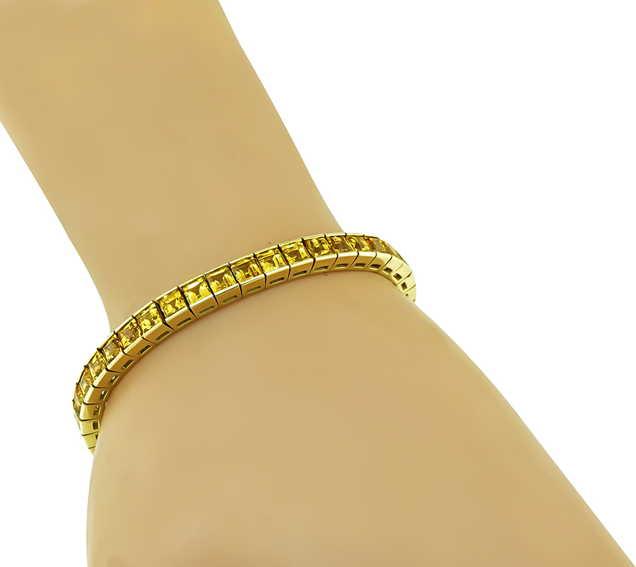 Estate 17.00ct Yellow Sapphire Gold Line Bracelet