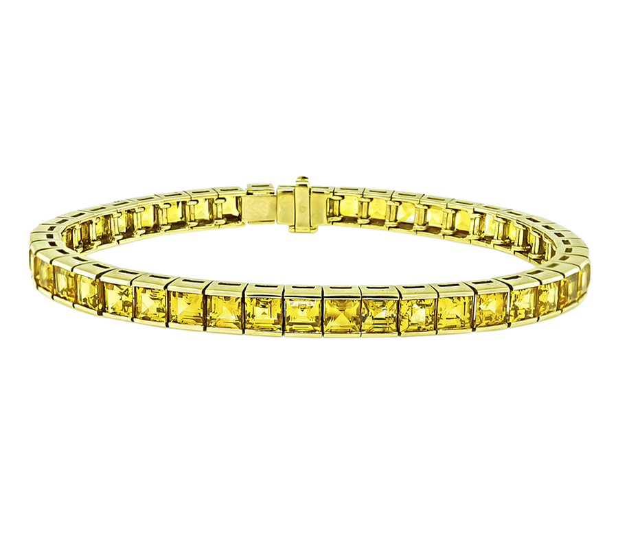 Estate 17.00ct Yellow Sapphire Gold Line Bracelet