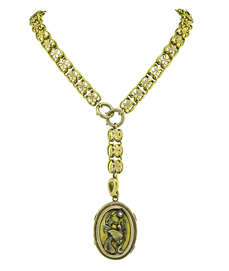 Victorian Gold Locket Pendant Necklace