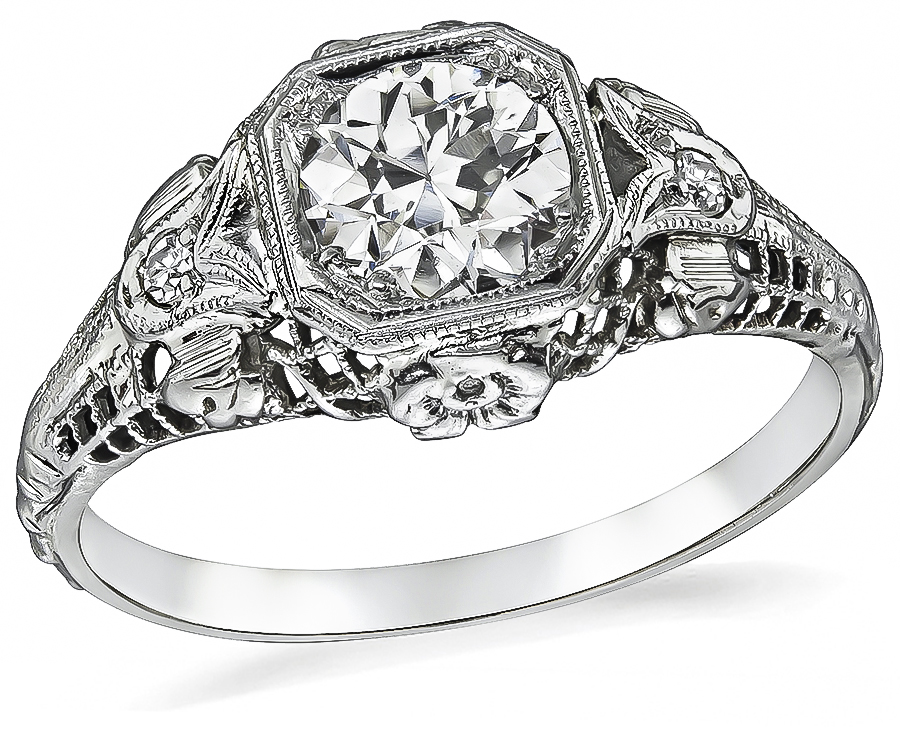 Vintage GIA Certified 0.59ct Diamond Engagement Ring